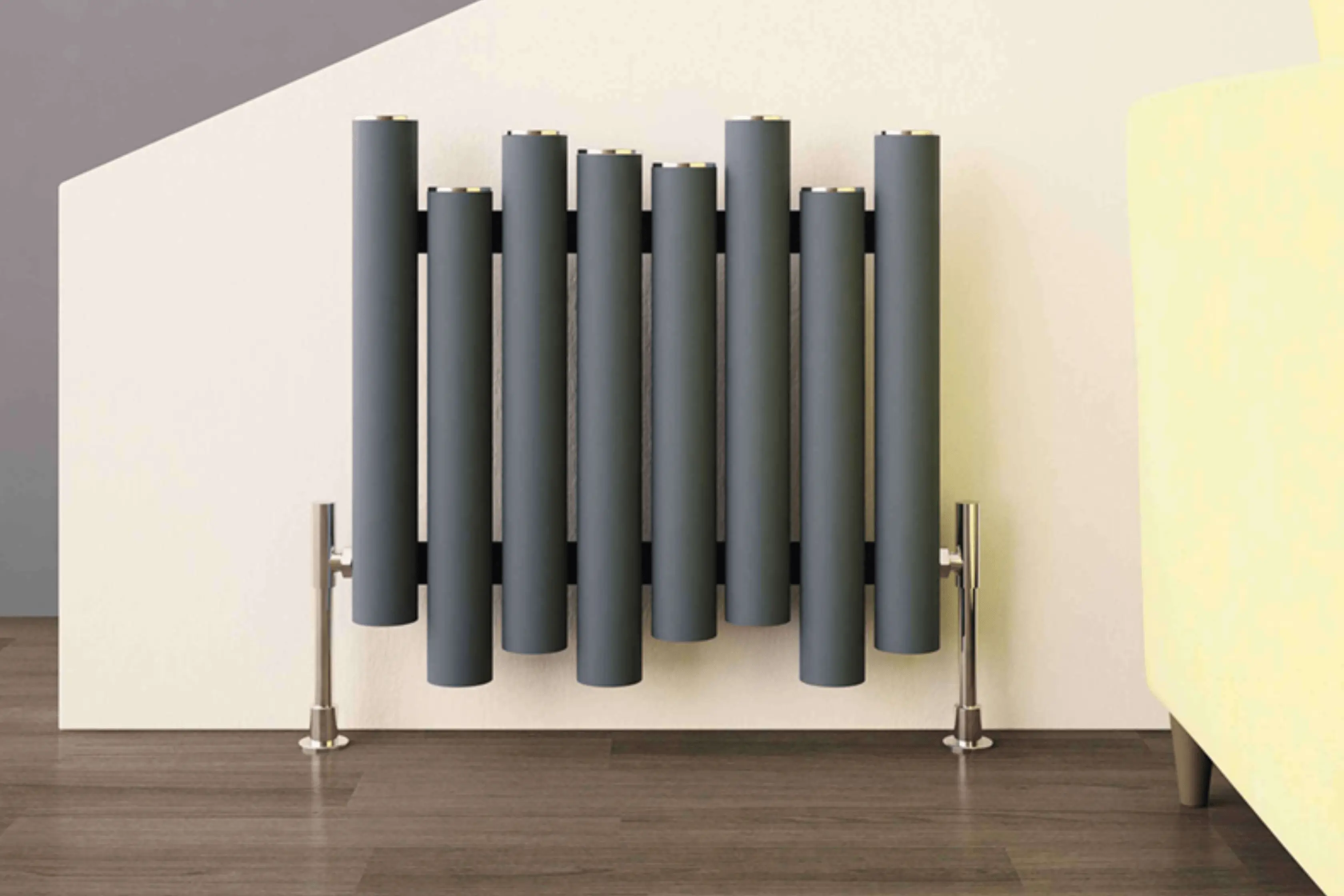 Designer Styled Anthracite Radiator In Living Room